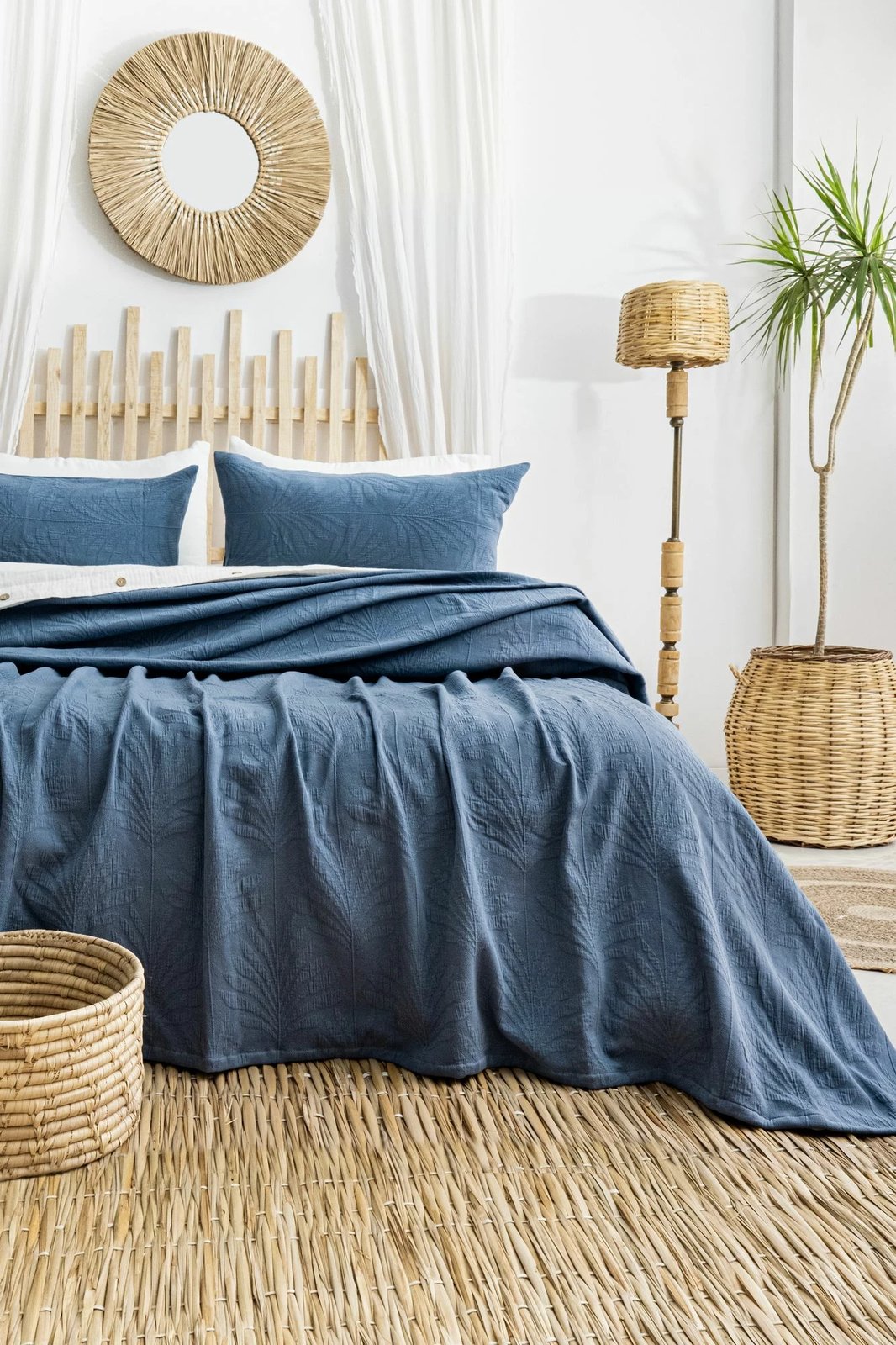 Set mbulesë dysheku dopio Silvia, ngjyrë indigo, L'essentiel