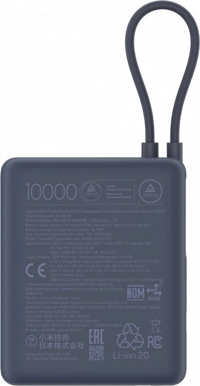 Powerbank Xiaomi 33W 10000mAh, Blu
