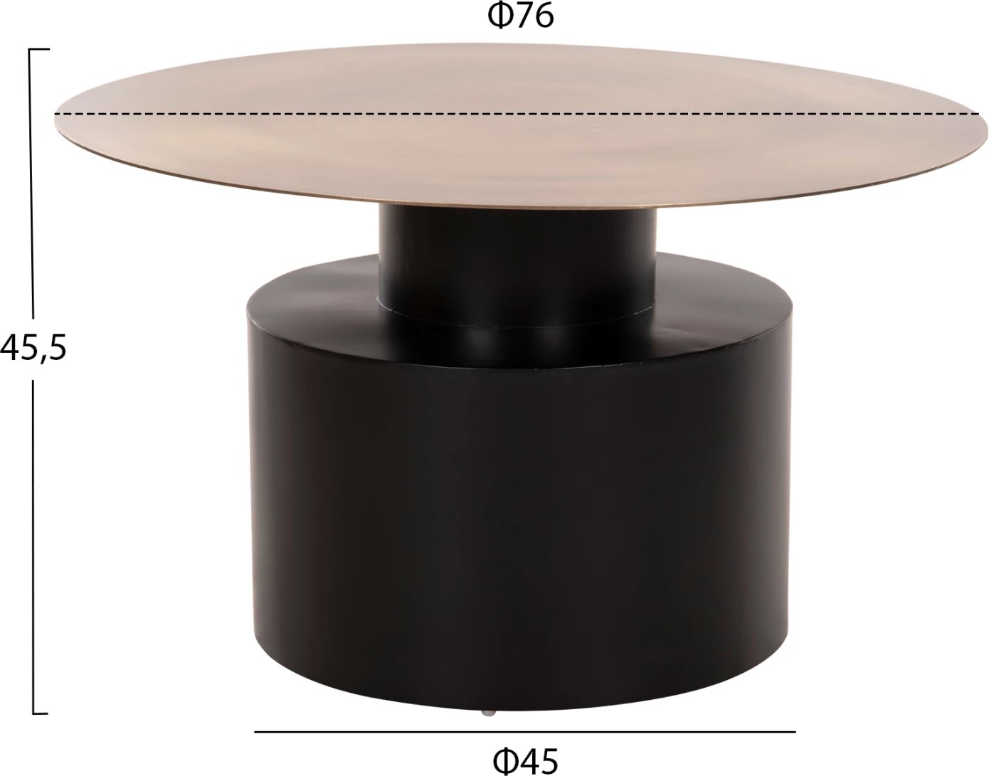 Tavolinë kafeje CUTTY FH9722 metalike, ngjyrë e zezë dhe bronz antik, Φ76x45.5H cm