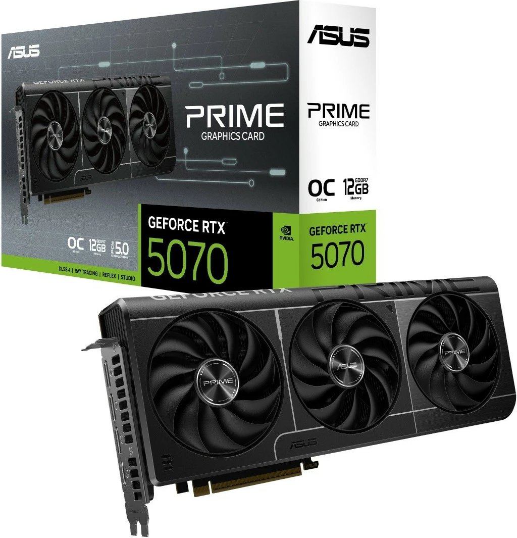 Kartelë grafike Asus GeForce RTX 5070 OC PRIME, 12 GB DDR7, PCI-E 5.0, e zezë