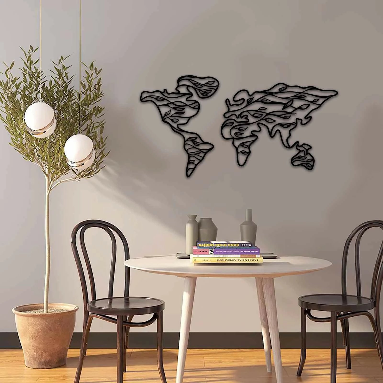 Aksesor dekorativ metalik për mur Wallity, MT - 014, ngjyrë e zezë, 91x47cm