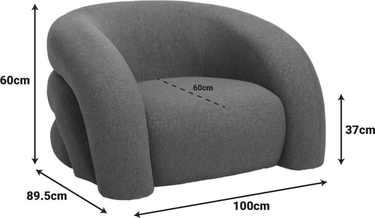 Fotelë Lexy, material pëlhurë, ngjyrë tullë, 100x89.5x60cm