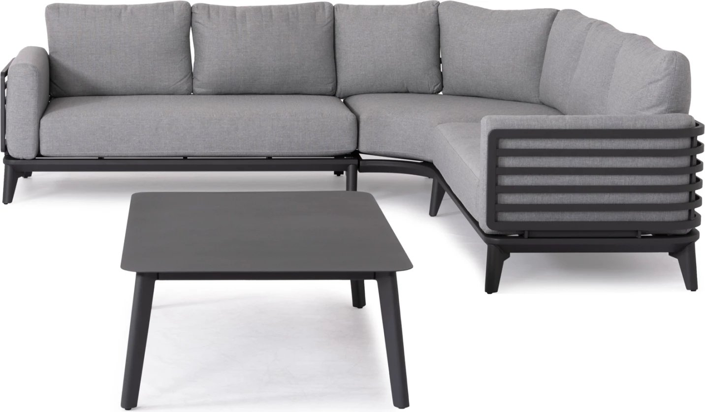 Set këndi për lounge jashtë, 4 pjesë, ORION, alumini ngjyrë gri e errët & olefin, CD6191.01