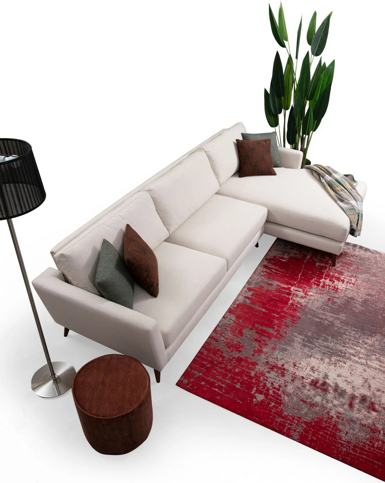 Kënd divan-krevat Mayorka, i madh, kënd i djathtë, bezhë/kafe