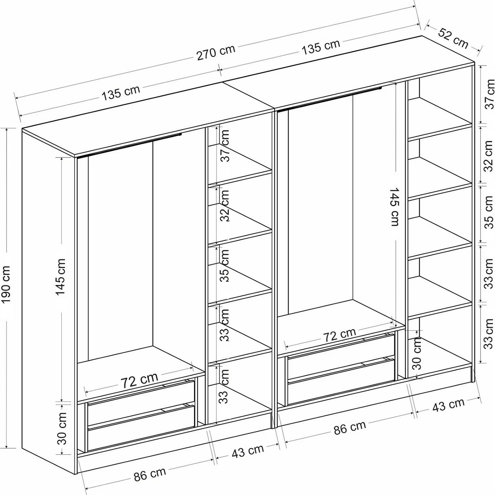 Dollap Skye Decor, i bardhë e i zi, Kale - 6664