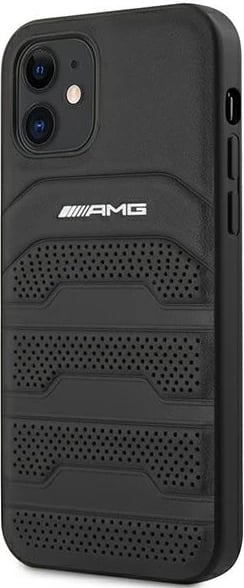 Mbështjellës Mercedes AMG Debossed Lines për iPhone 12 mini, Hardcase, Lëkurë, i zi