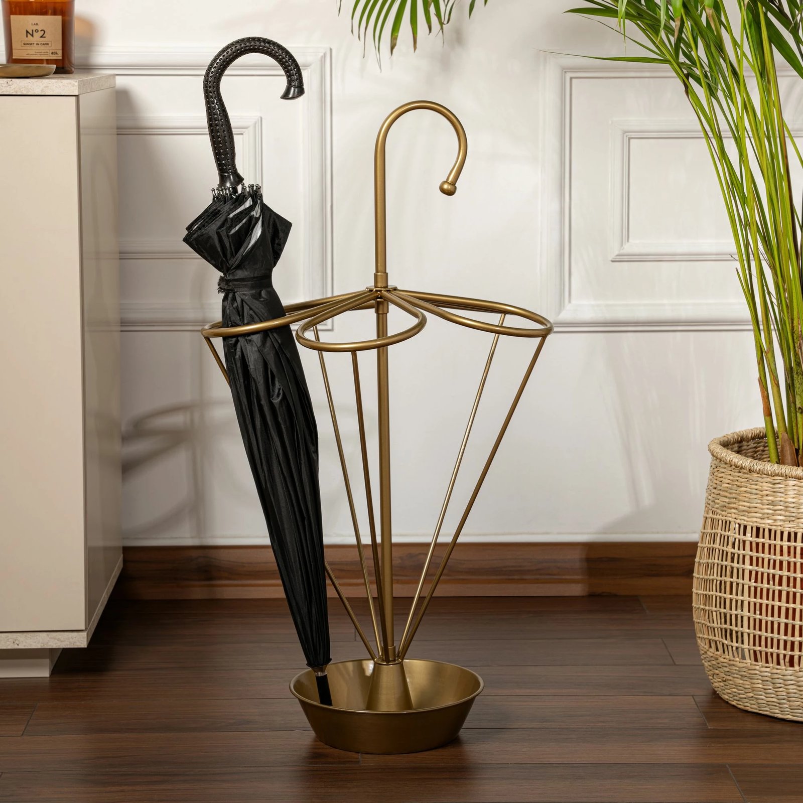 Stendë për ombrella, metalike, ngjyrë ari, Evila Originals, 40x40x76cm