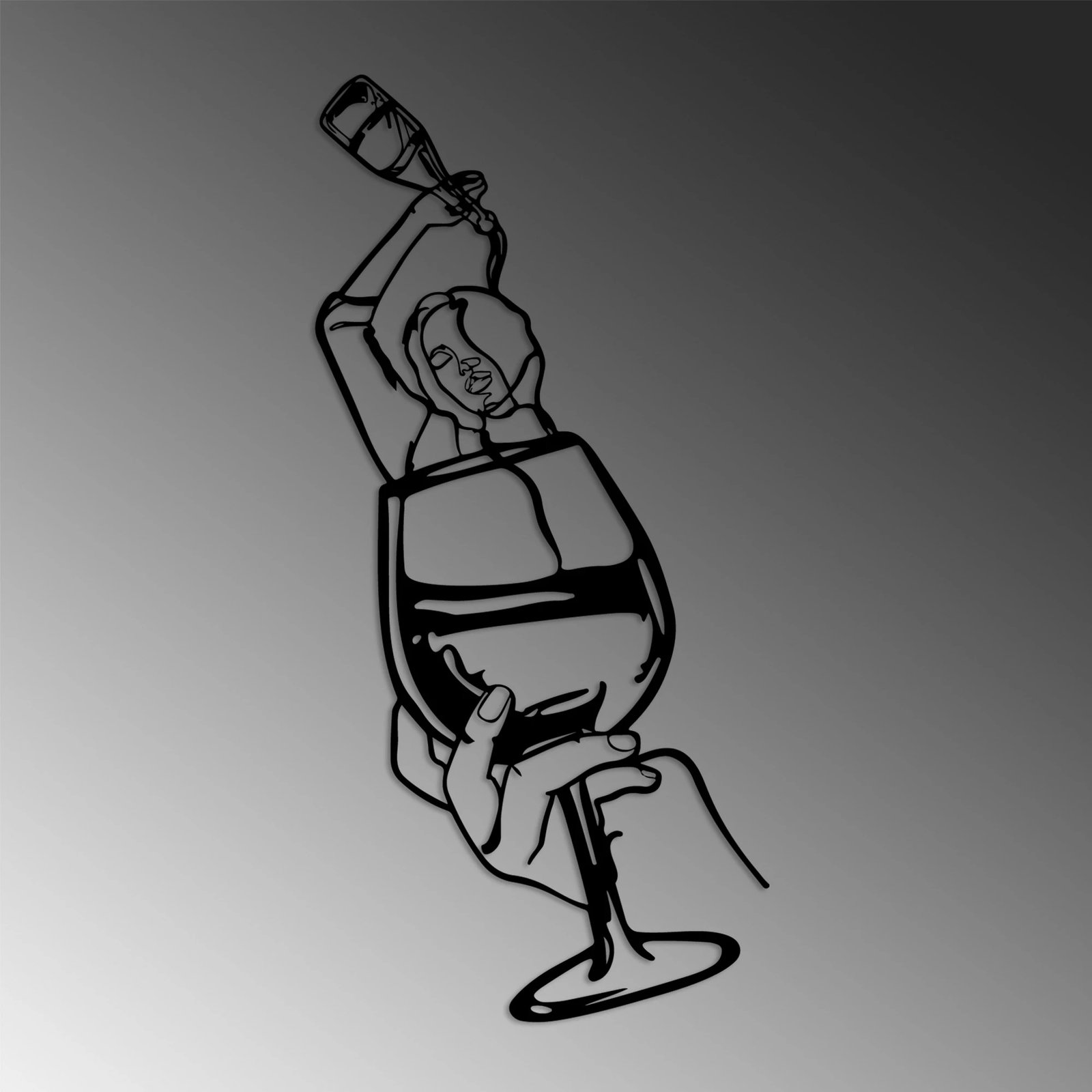 Aksesor dekorativ metalik për mur, Wallity, Bicchiere, ngjyrë e zezë