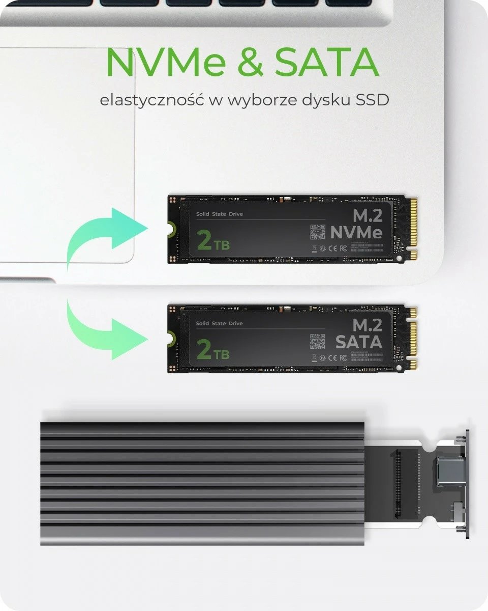 Kasë IcyBox IB-1817MC-C31 për SSD M.2 NVMe & SATA, USB Type-C, Gri