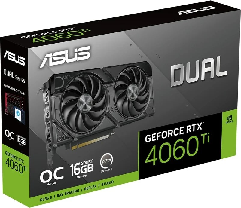 Kartelë grafike ASUS Dual -RTX4060TI-O16G-EVO, 16 GB, e zezë