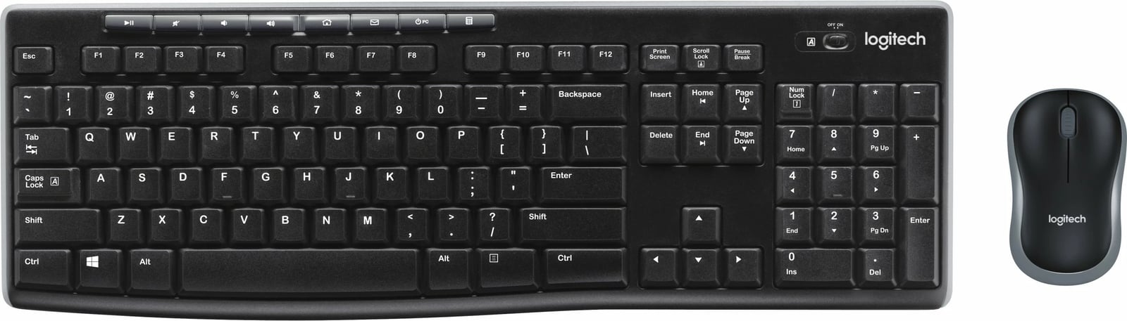 Komplet wireless Logitech MK270, QWERTY, Maus përfshirë, E zezë
