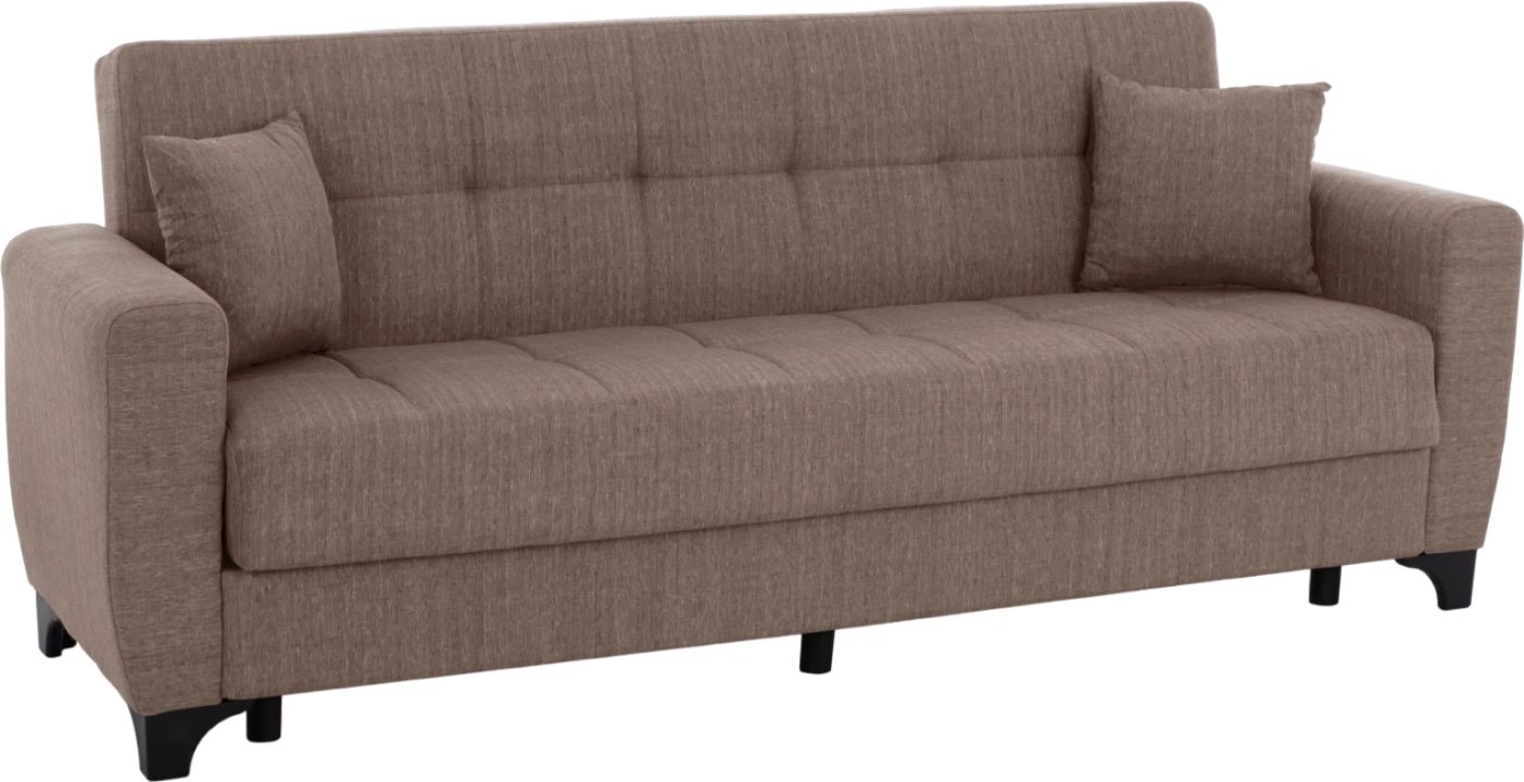Divan shtrat 3-vendësh, ngjyrë bezhë, shpinë e lartë, FH3242.02, 215x84x88 cm