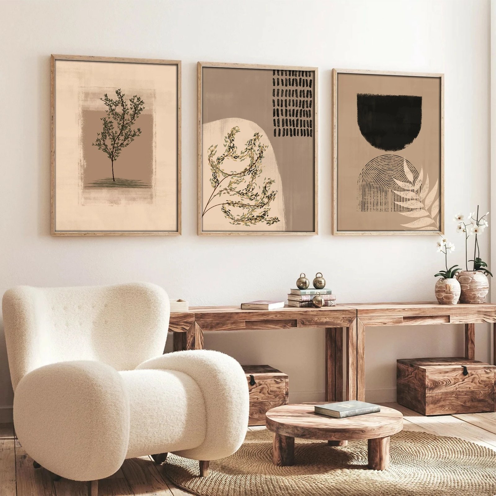 Pikturë dekorative me kornizë MDF (3 copë), Wallity, Huhu260, 50x35cm