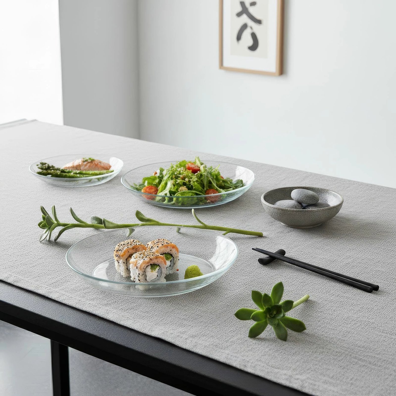 Set pjatash prej qelqi, 3 copë, Hermia Concept, PB-96501