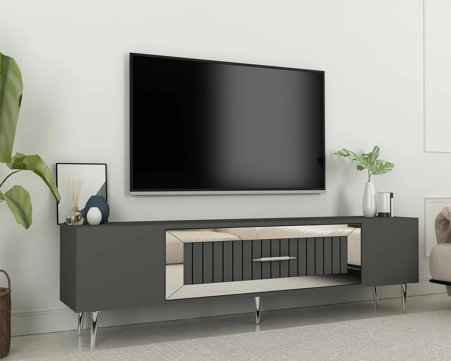 Komodë TV Skye Decor, anthracite, argjend, Dekolp3