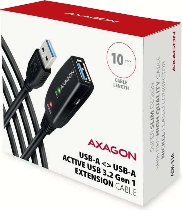 Kabllo zgjatues aktiv USB 3.2 Gen 1 AXAGON ADR-310, 10m, e zezë