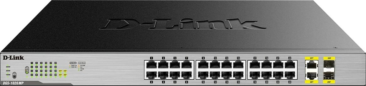 Switch D-Link DGS-1026MP 24x Gigabit PoE, 2x SFP, L2 Smart, desktop