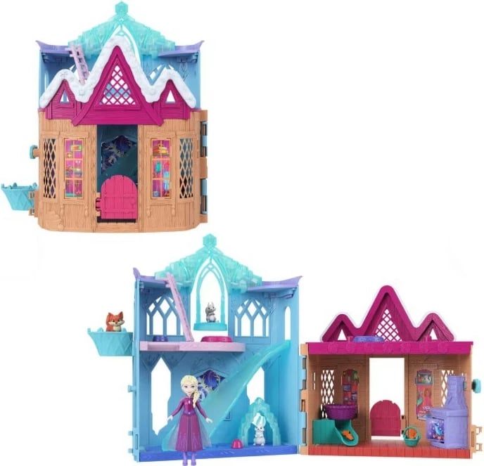 Set lodrash shtëpi dimërore Mattel Frozen JFG28 me kukull Elsa, 3 kafshë, shumëngjyrëshe