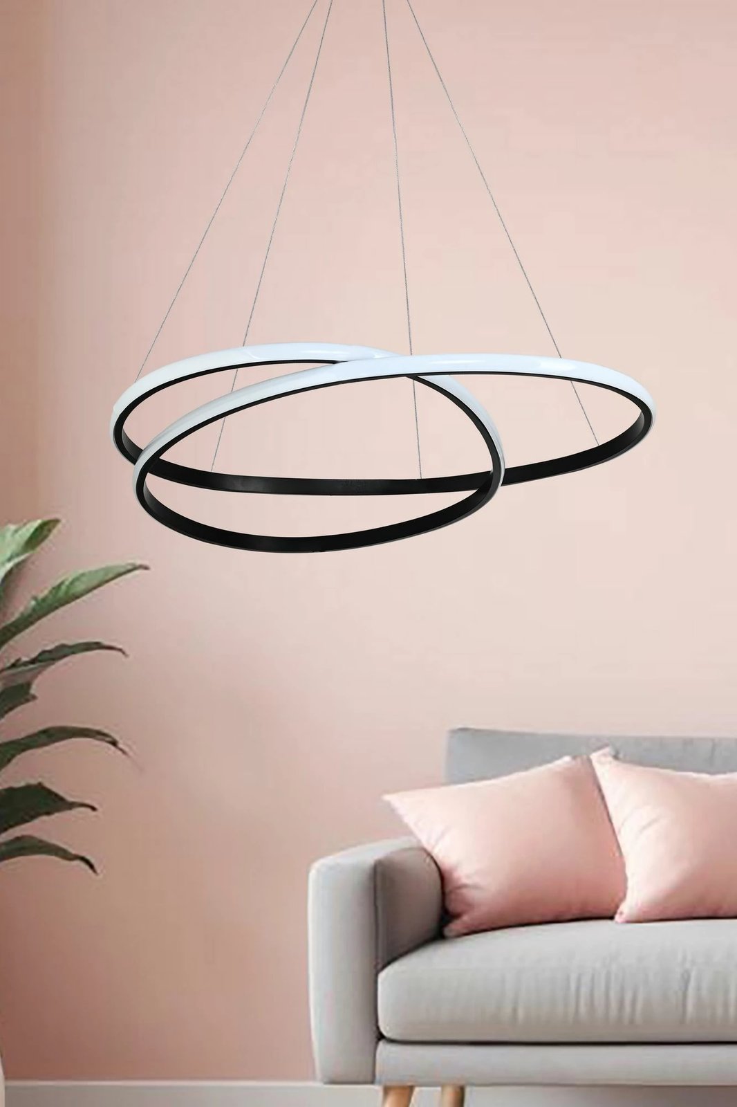 Llambë varëse Opviq Orbit, trup i zi, dritë e bardhë