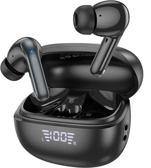 Kufje wireless HOCO EQ5, in-ear, Bluetooth 5.3, me kuti karikimi, e zezë