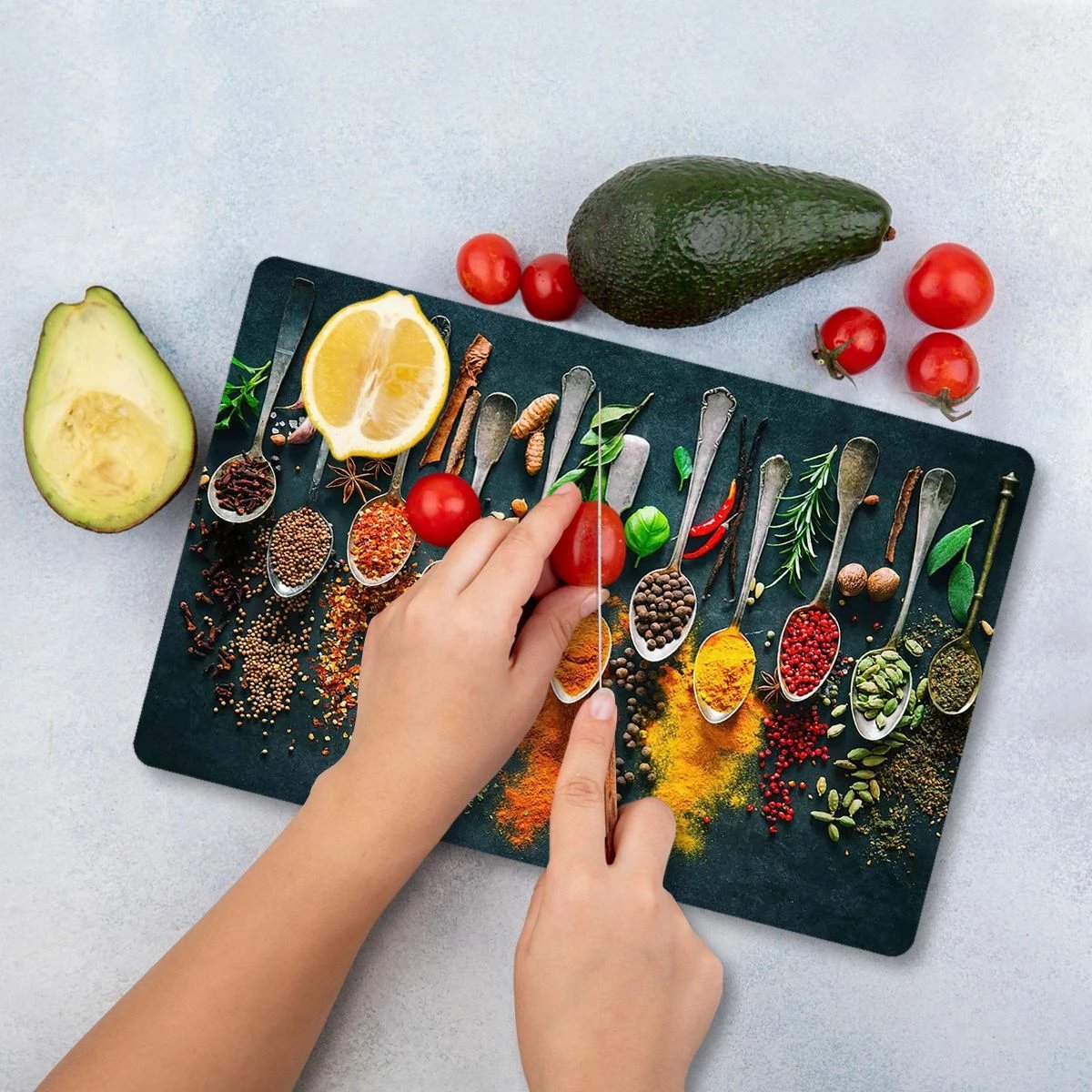 Dërrasë prerëse Hermia, Ckt56 - 3040, xham i temperuar, shumëngjyrëshe, 30x40cm