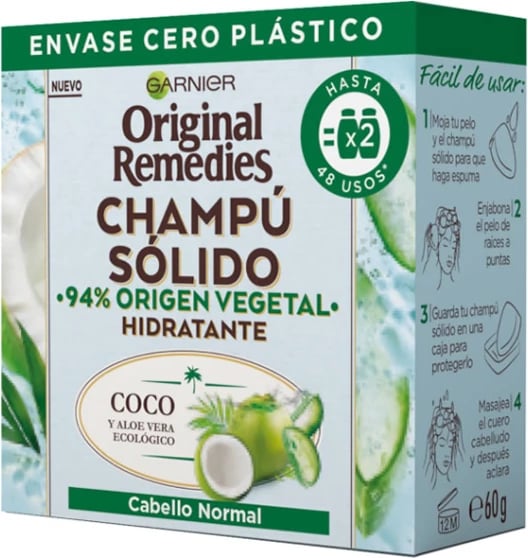 Shampon solid unisex Garnier Original Remedies për flokë normal, 60g