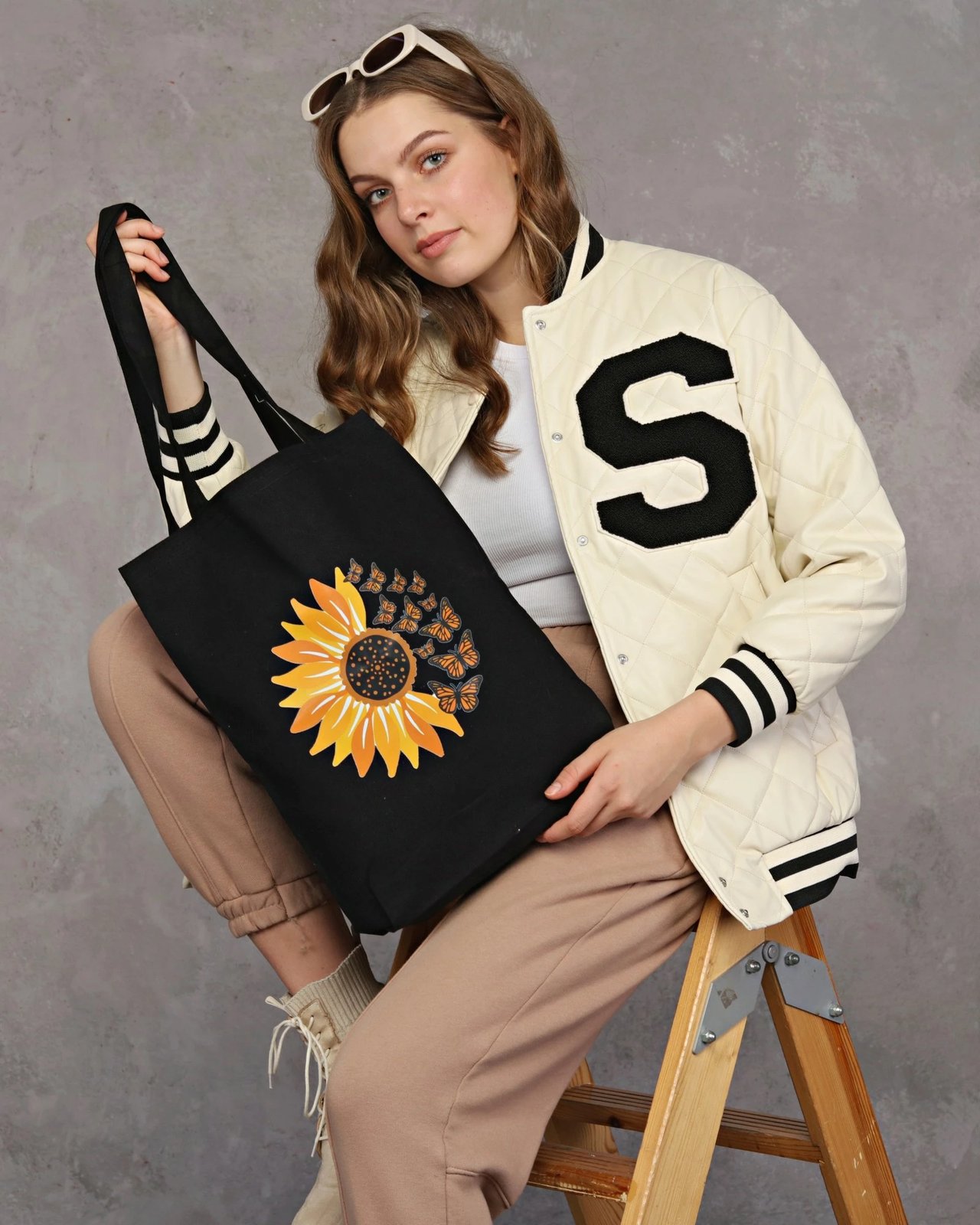 Çantë tote Zoozie Bags, 1554, e zezë, pambuk, 35x40x8cm