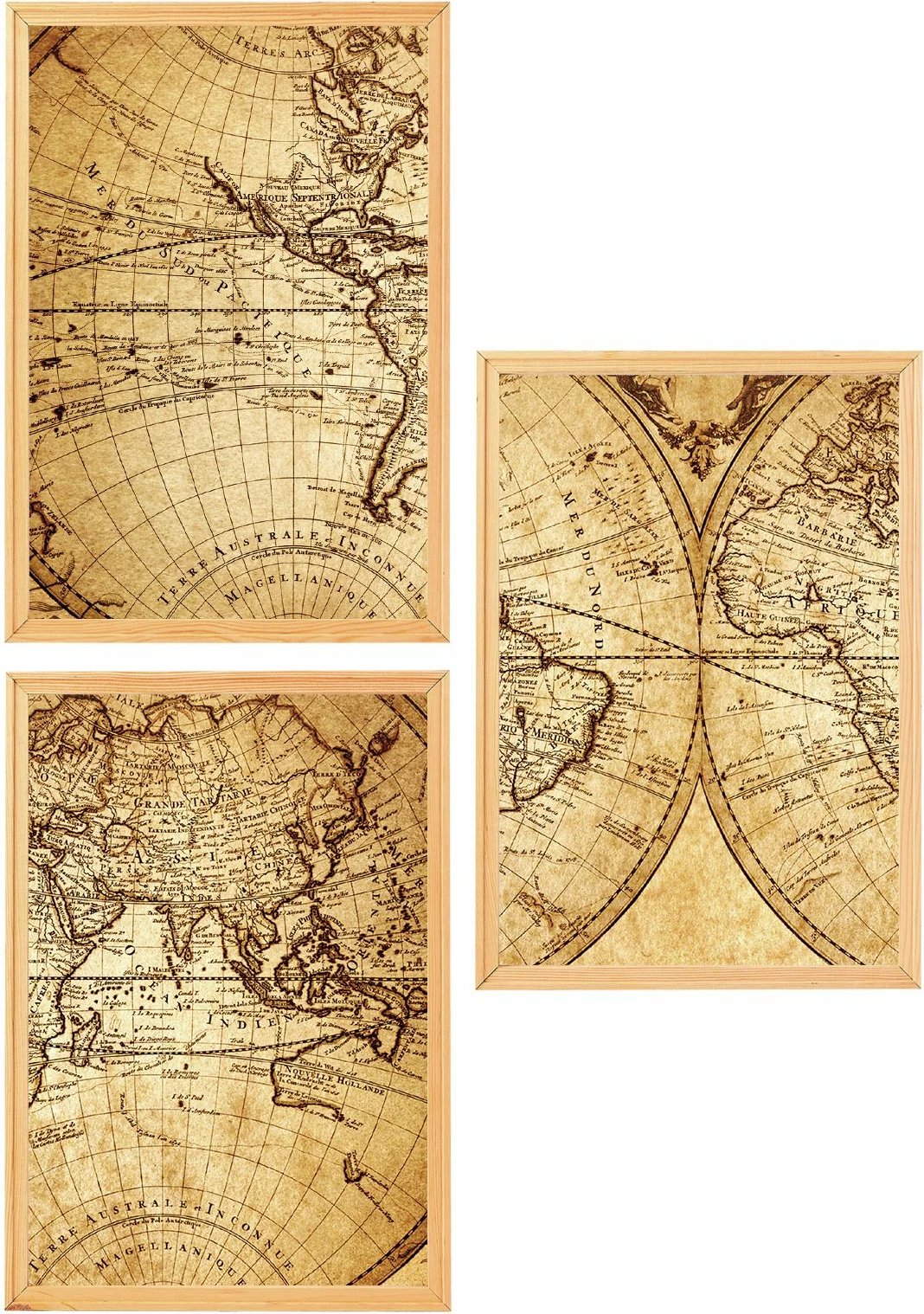 Set pikturash dekorative me kornizë MDF, 3 copë, Wallity, Myk3010-1