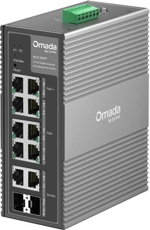 Switch industrial TP-Link Omada IES210GPP, 10 porta Gigabit, 8 PoE+, 2 SFP, Gri