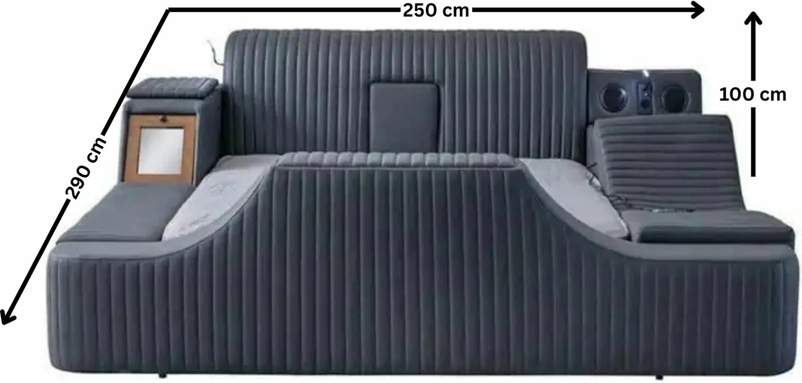 Krevat dopio me funksione të mençura, ngjyrë e zezë, Skye Decor