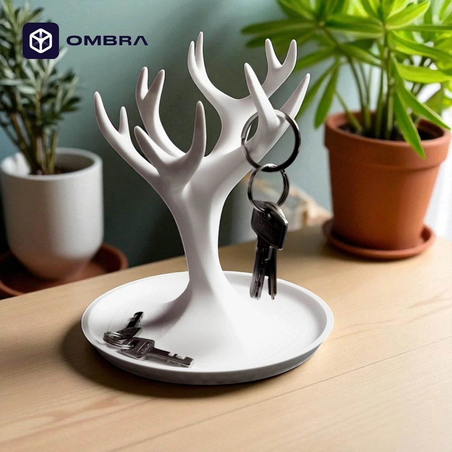 Mbajtëse dekorative pemë për aksesorë, e bardhë
