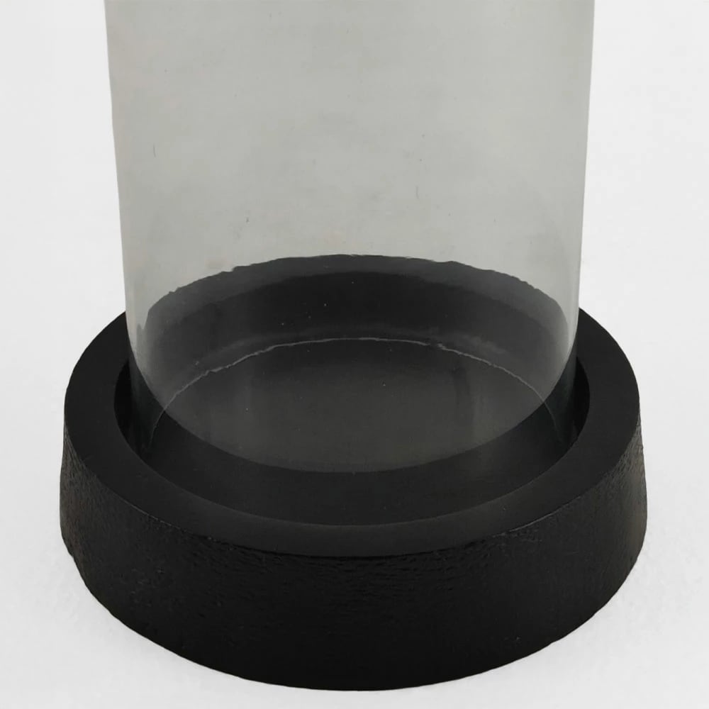 Mbajtës qirinjsh TITUL, alumin i zi, xham transparent, 14x14x18 cm