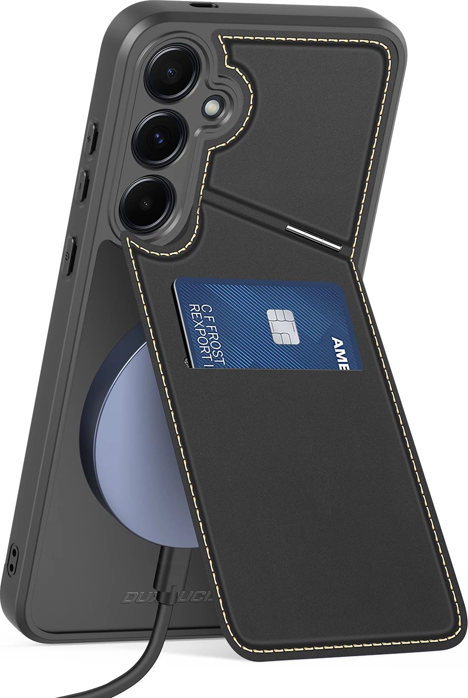 Mbështjellës Dux Ducis Rafi II për Samsung Galaxy S25+, me stand dhe portofol, i zi