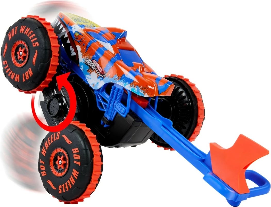 Makine me telekomandë RC, Hot Wheels Tiger Shark Climber JFR39, shkallë 1:15, bateri e integruar, blu/portokalli