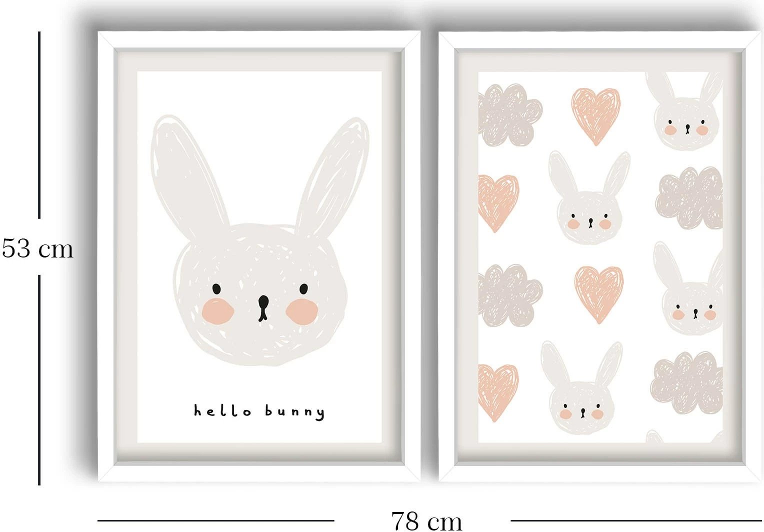 Pikturë dekorative me kornizë MDF (2 copë), Wallity, 2P3853BCT-003, e bardhë dhe pudër