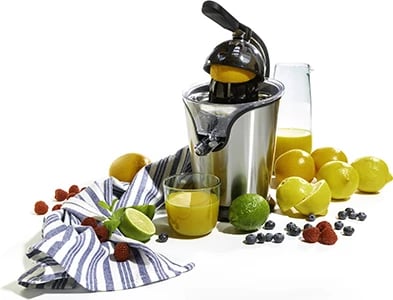 Shtrydhëse agrumesh, Adler Camry CR 4006, 500W max 100W nominale, levë çeliku, NoDrip, 2 konusa, çelik inox, argjendtë/zezë