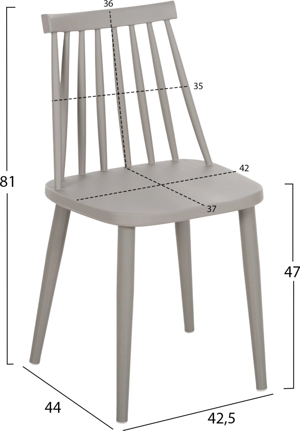 Karrige ngrënieje FH8052.22 Vanessa GRI me këmbë metalike GRI 42.5x44x81H cm., set prej 4 copë