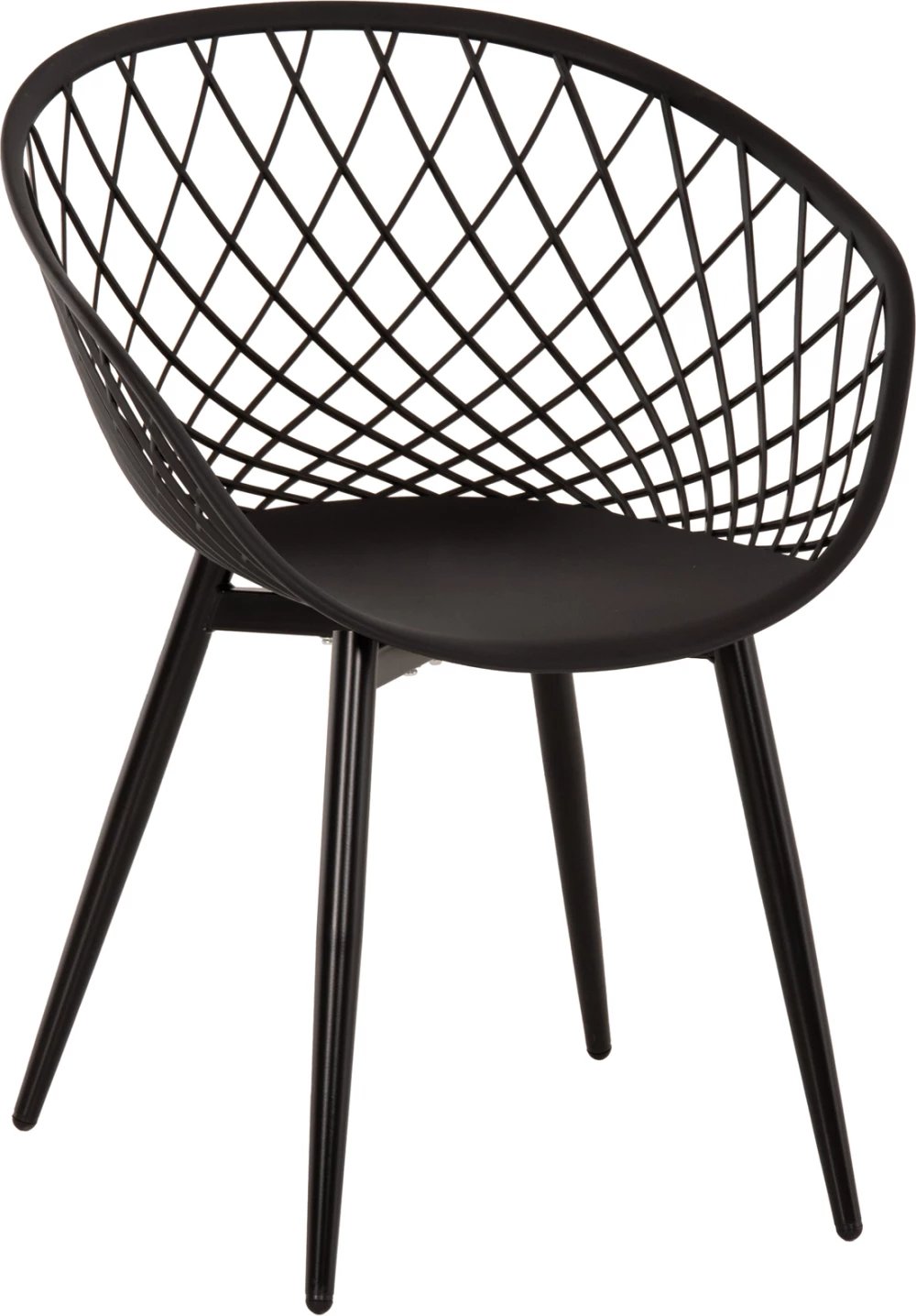 Karrige ARIADNE FH8001.22 polipropileni e zezë - këmbë metali të zeza 63x56x80Hcm., set prej 4 copësh