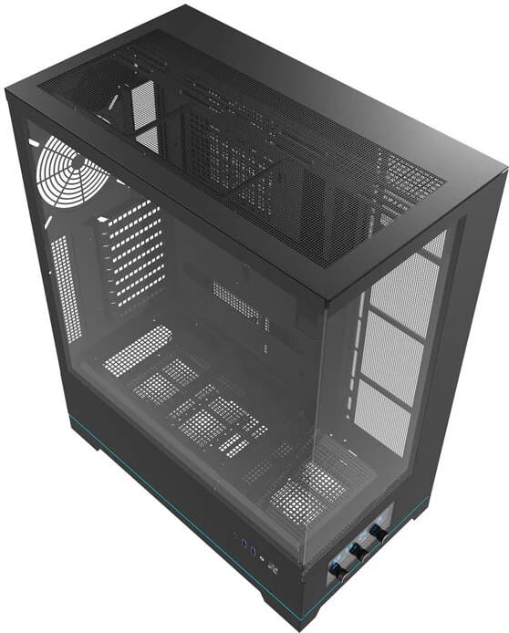 Kasë Darkflash DY451L, Big Tower, pa ventilatorë, ATX, xham i temperuar, e zezë