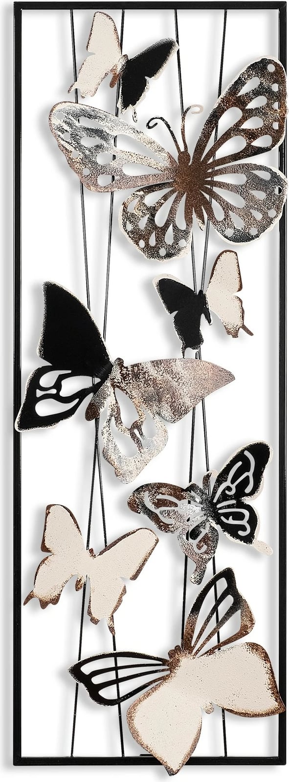Aksesor dekorativ metalik për mur, Wallity Kelebek, shumëngjyrësh, 32x90x5cm