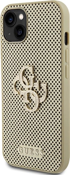 Mbështjellës Guess Perforated 4G Glitter për iPhone 15, ari Mbështjellës Guess Perforated 4G Glitter për iPhone 15, ari