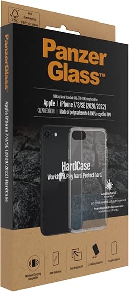 Mbështjellës PanzerGlass HardCase për iPhone SE 2022/SE 2020/7/8, transparent