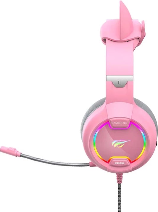 Kufje gaming Havit GAMENOTE H2233D me mikrofon, RGB, rozë
