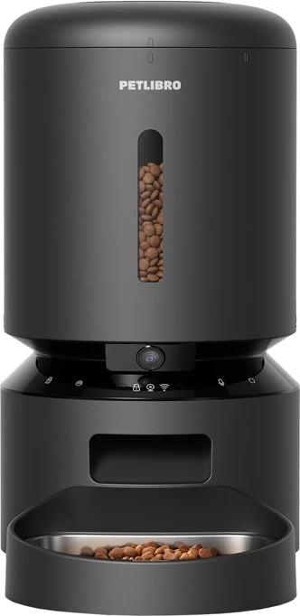Shpërndarës ushqimi për kafshë Petlibro Granary, 5L, me kamerë, i zi