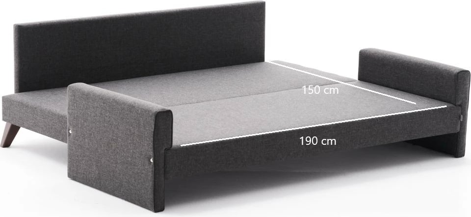 Krevat-sofë treshe, ngjyrë antracit, Bella Sofa Bed
