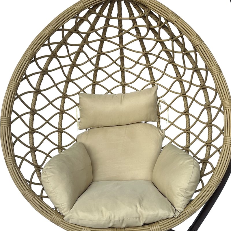 Karrige varëse Lyere me bazë metali ngjyrë kafe me rattan PE bezhë 120x108x195cm