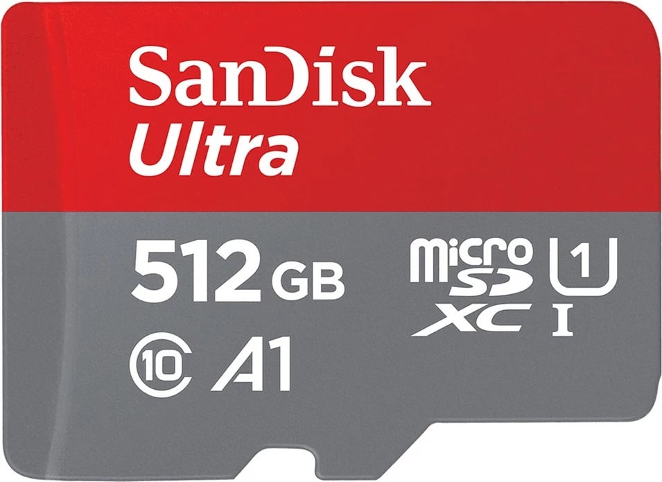 Kartelë memorie Sandisk Ultra microSDXC 512GB, Class 10, UHS-I, gri/kuqe