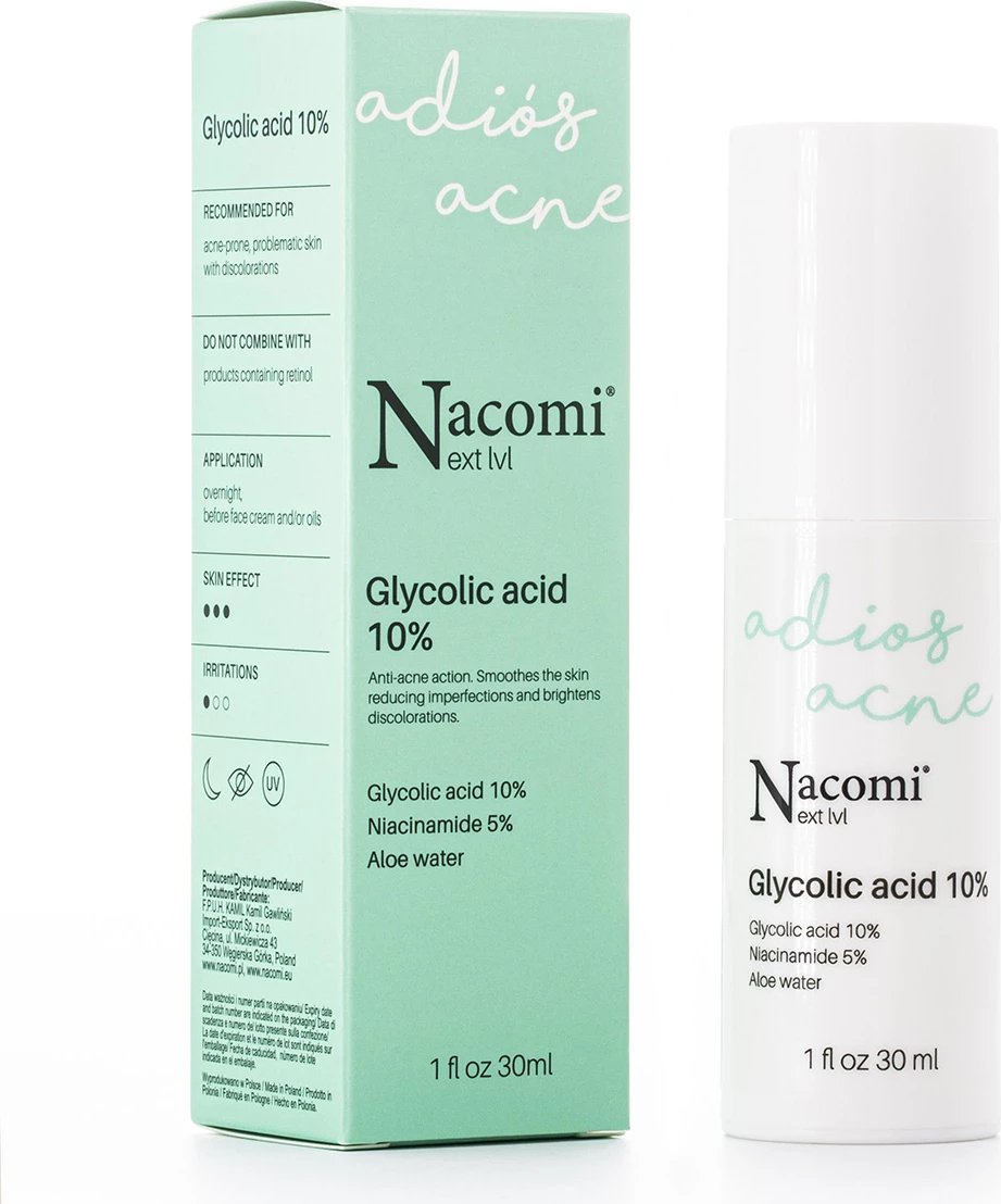 Serum nate për fytyrë Nacomi Next Level Glycolic Acid 10% për femra, 30ml
