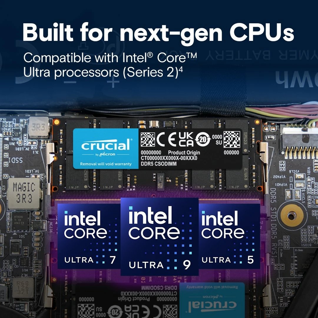 RAM Memorje Crucial DDR5 SODIMM 24GB, 6400 MHz, CL52, për laptop