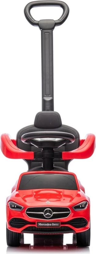 makinë ride-on për fëmijë, Milly Mally, Mercedes C-Class Deluxe, me dorezë drejtuese dhe barrierë të heqshme, sedilje eko-lëkurë, goma gome, ngarkesa max 25 kg, e kuqe